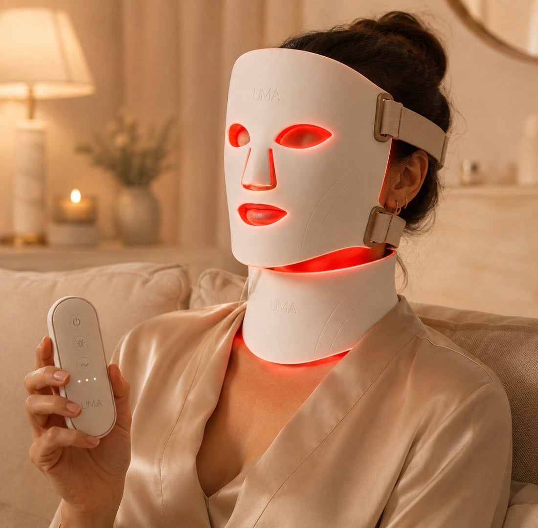 Masque LED UMA lumière rouge pour le visage et le cou